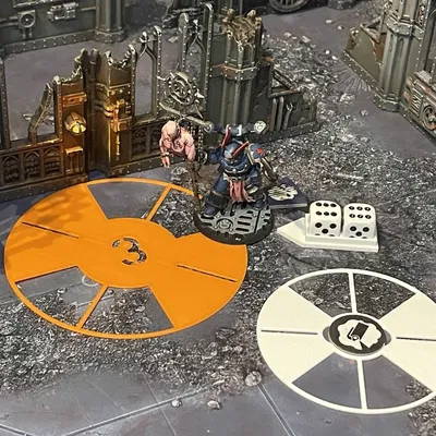 Marker mục tiêu + marker token cho Kill Team (Kill Team objective markers + token markers)