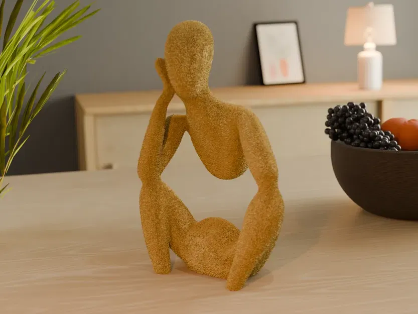 The Fuzzy Thinker – Tượng Tối Giản Bề Mặt Fuzzy - Image 1