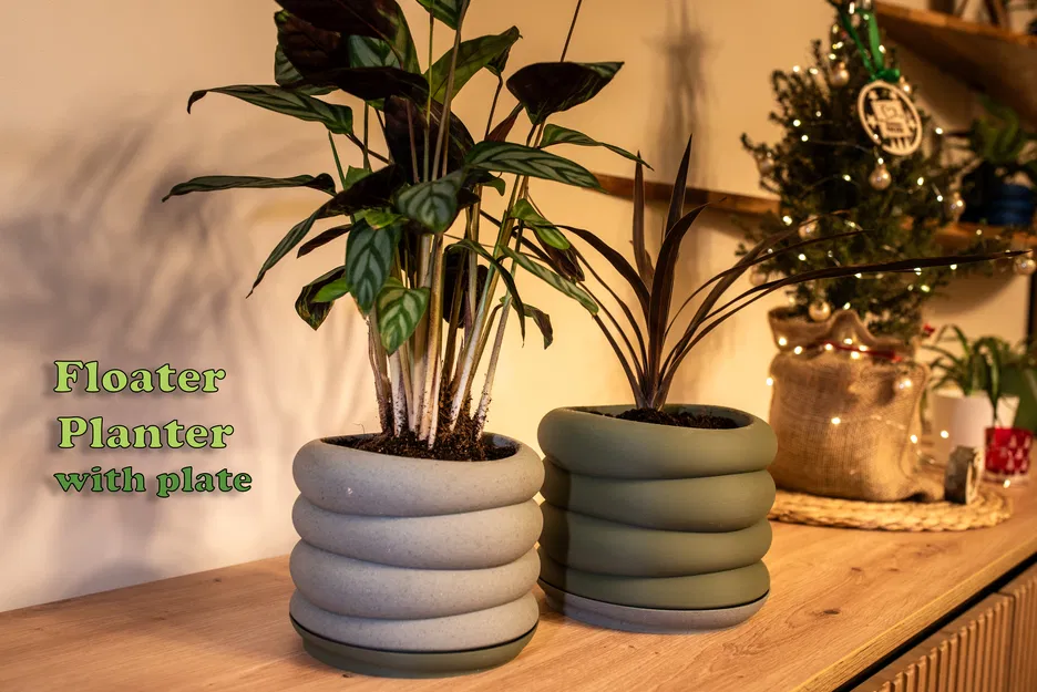 Chậu cây Floater kèm dĩa - Image 1