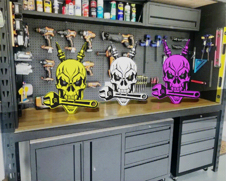 Mô Hình Đầu Lâu Cờ Lê 3D - Trang Trí Garage Độc Đáo - Thumbnail 2