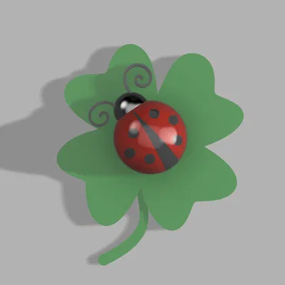 Bọ Cánh Cam May Mắn Trên Lá Cỏ Bốn Lá - Mô Hình In 3D