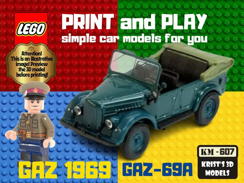 Mô Hình Xe GAZ 1969a Phong Cách LEGO - In 3D Độc Đáo - Image 1