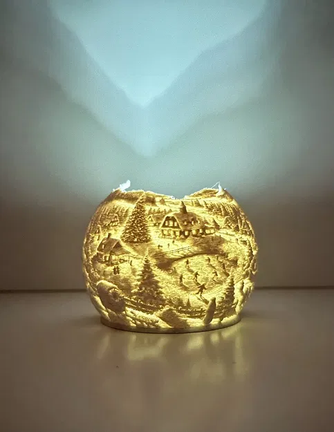 Quả cầu lithophane Snow Delight đặt tea light – Mùa đông & Giáng Sinh - Image 1