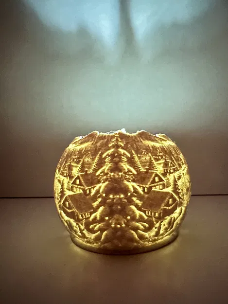 Quả cầu lithophane Snow Delight đặt tea light – Mùa đông & Giáng Sinh - Image 2