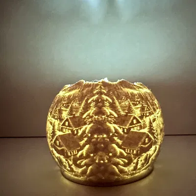 Quả cầu lithophane Snow Delight đặt tea light – Mùa đông & Giáng Sinh