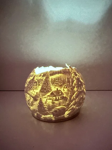 Quả cầu lithophane Snow Delight đặt tea light – Mùa đông & Giáng Sinh - Image 3
