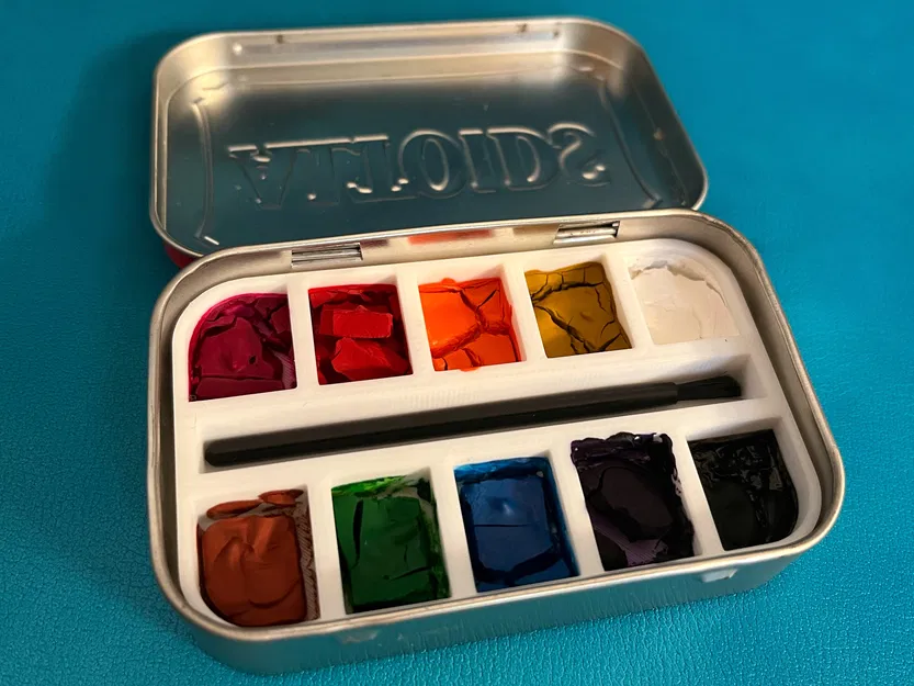 Khay màu nước 10 ô cho hộp Altoids, có ô để cọ - Image 1
