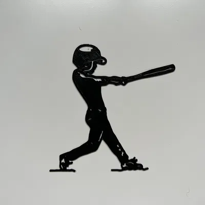 Tranh Treo Tường 3D Vận Động Viên Bóng Chày 2D Silhouette