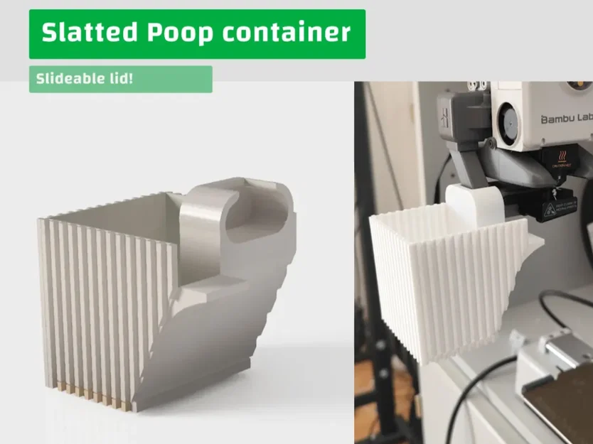 Hộp đựng poop slatted cho Bambu Lab A1 mini kèm nắp trượt (slideable plate) - Image 1