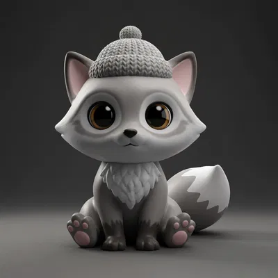 Cáo Chibi Mùa Đông Dễ Thương - Mô Hình 3D Đáng Yêu