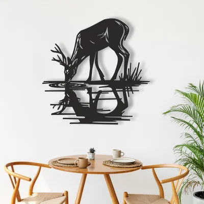 Tranh Hươu Uống Nước Treo Tường Nghệ Thuật 3D