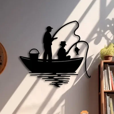 Tranh Trang Trí Tường Nghệ Thuật Hình Thuyền Câu Cá