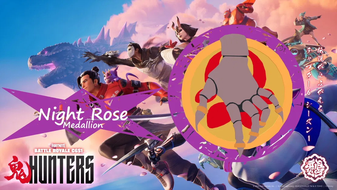 Huân chương Night Rose Fortnite (CH6S1) - Mô hình in 3D - Image 1