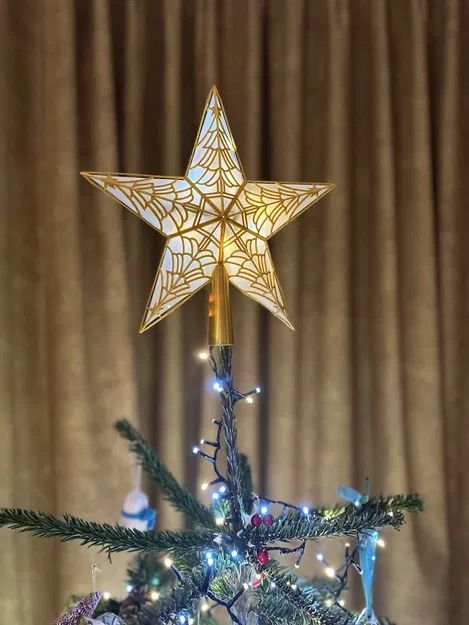 Ngôi sao chóp cây thông Noel kiểu kính màu (stained glass) - Image 1