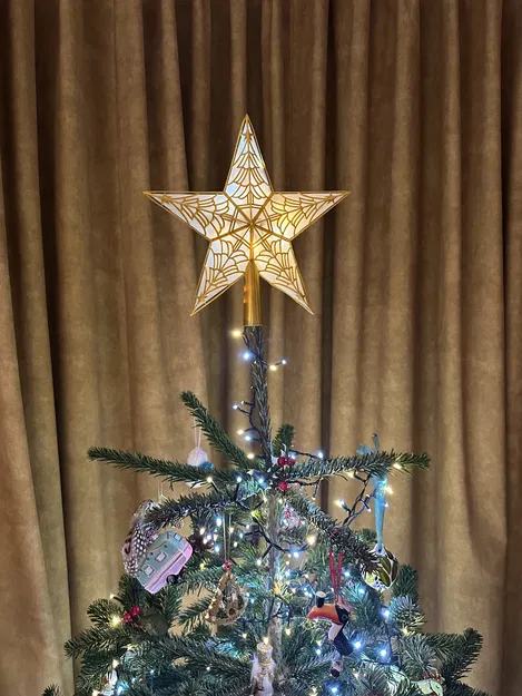 Ngôi sao chóp cây thông Noel kiểu kính màu (stained glass) - Image 2