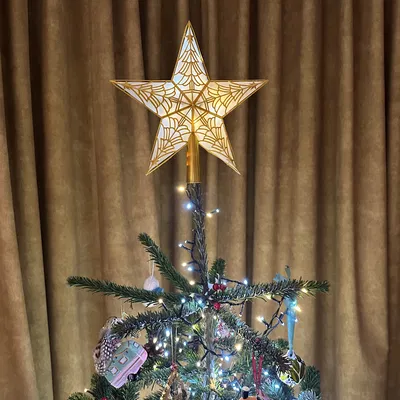 Ngôi sao chóp cây thông Noel kiểu kính màu (stained glass)