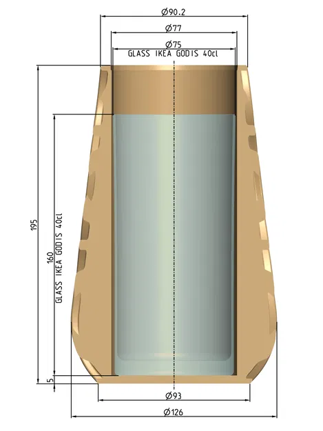 Bình hoa có ly thủy tinh IKEA bên trong (IKEA GODIS 40cl) - Image 3