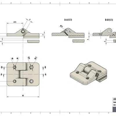 Hai bản lề gắn cửa kính acrylic vào khung gỗ