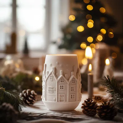 Festive Houses Vase – Bình hoa Làng Tuyết Mùa Lễ Hội