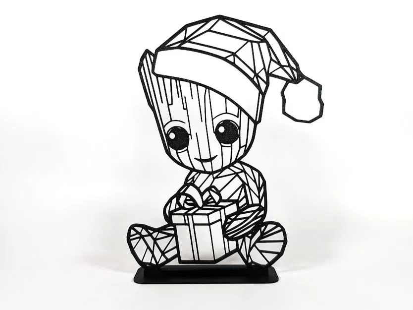 Geometric Low Poly Christmas Baby Groot – Baby Groot Noel low poly hình học - Image 1