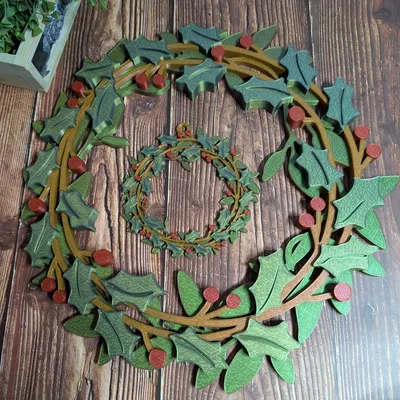 Vòng Nguyệt Quế & Quả Châu Giáng Sinh Tự In 3D