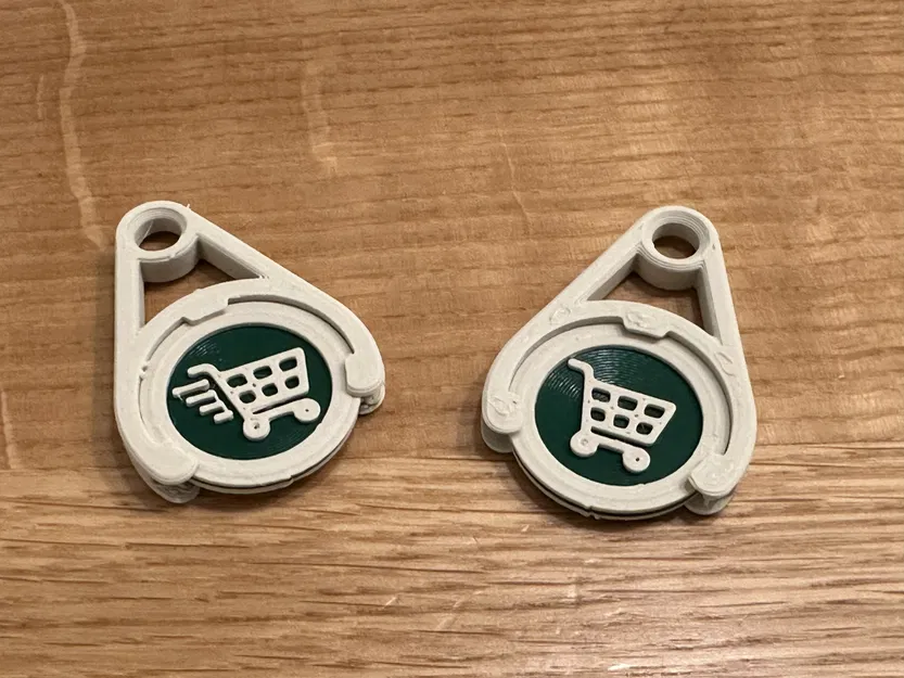 Đồng xu xe đẩy siêu thị 2 màu, 2 mặt kèm holder móc khóa - Image 1