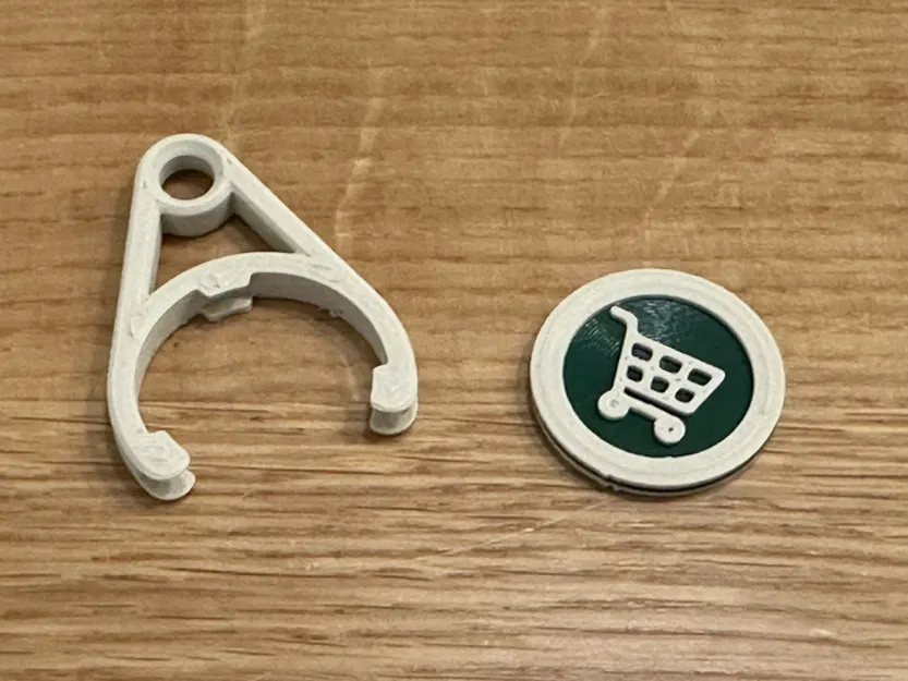 Đồng xu xe đẩy siêu thị 2 màu, 2 mặt kèm holder móc khóa - Image 2