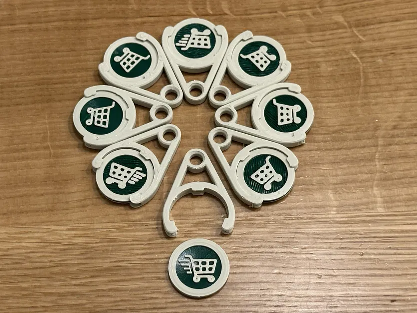 Đồng xu xe đẩy siêu thị 2 màu, 2 mặt kèm holder móc khóa - Image 3