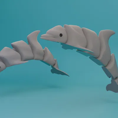 Cá Heo Khớp Nối (Articulated Dolphin) In Liền Khối