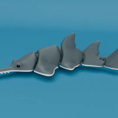 Cá Cưa khớp nối (Articulated Sawfish / Carpenter shark) – in liền khối