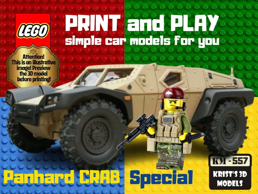 Mô hình xe quân sự LEGO Panhard CRAB phiên bản in 3D - Image 1