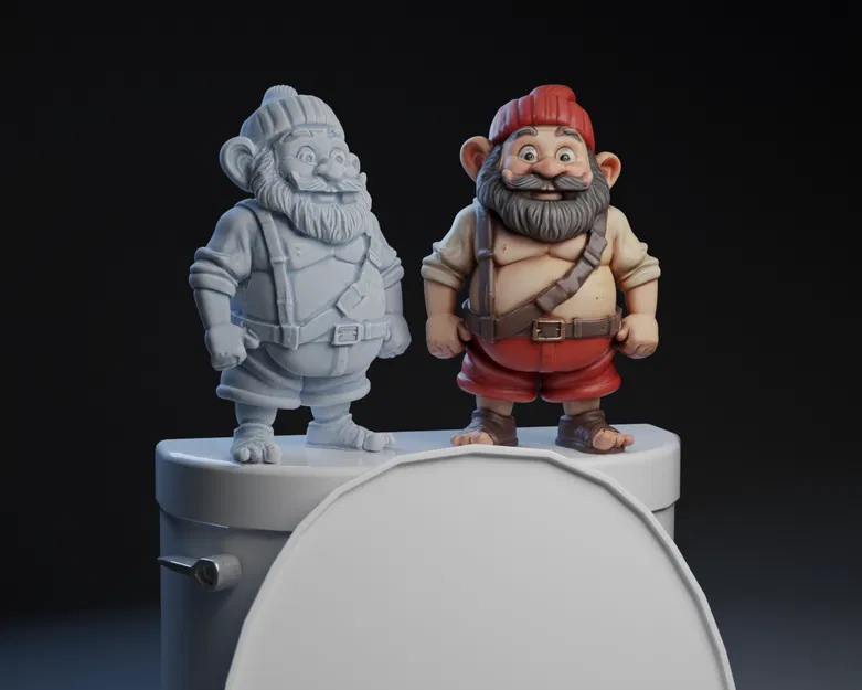 Mô Hình 3D Chú Lùn Vui Vẻ Trên Bồn Cầu Độc Đáo - Image 1