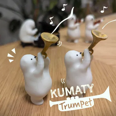 Mô Hình 3D Chú Gấu Trúc KUMATY Thổi Kèn Trumpet Dễ Thương