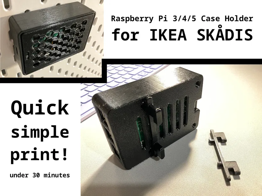 Giá treo vỏ Raspberry Pi 3/4/5 cho IKEA SKÅDIS - Image 1