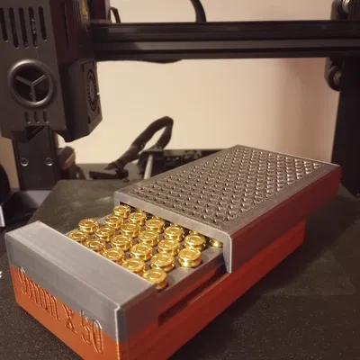 Hộp đựng vỏ đạn 9mm (9mm bullet case) nắp trượt gắn nam châm