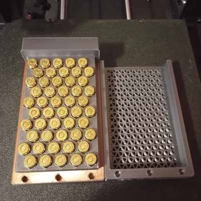 Hộp đựng vỏ đạn 9mm (9mm bullet case) nắp trượt gắn nam châm