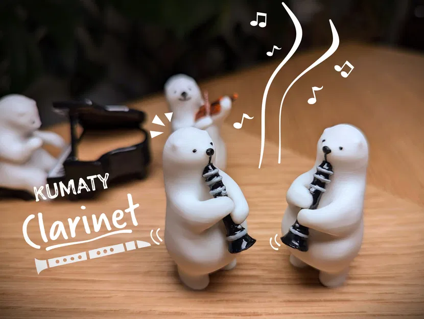 Mô Hình Gấu Bắc Cực Chơi Clarinet - Trang Trí Bàn Độc Đáo - Image 1