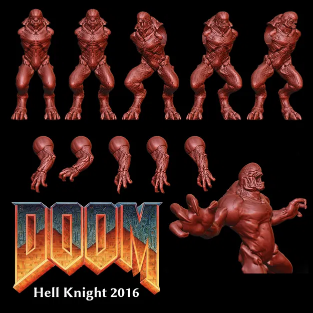 Mô Hình Hell Knight 2016 - Quái Vật DOOM Bản Lắp Ráp 3D - Image 1