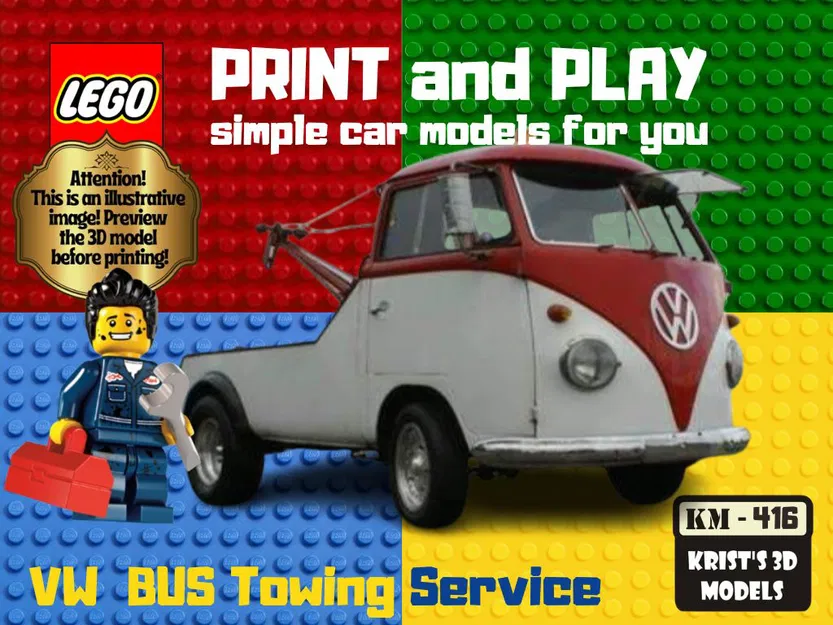 Mô Hình Xe Cứu Hộ LEGO VW BUS Tự In 3D - Image 1