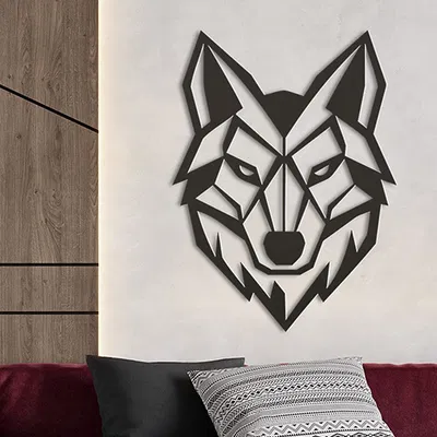 Tượng Đầu Sói Vector Trang Trí Tường 3D
