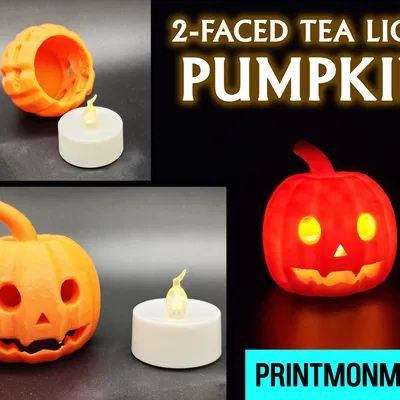 Bí ngô Tea Light 2 Mặt (2-Faced Tea Light Pumpkin)