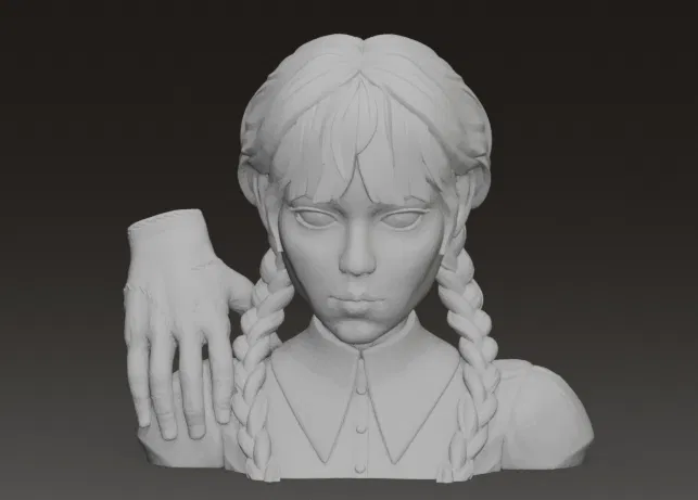 Tượng Đầu Wednesday Addams Phiên Bản MMU3 - Mô Hình 3D Độc Đáo - Image 1
