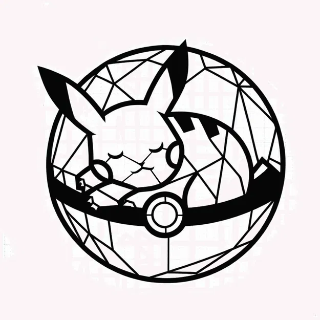 Tranh 2D Pikachu Ngủ Trong Poké Ball In 3D - Image 1