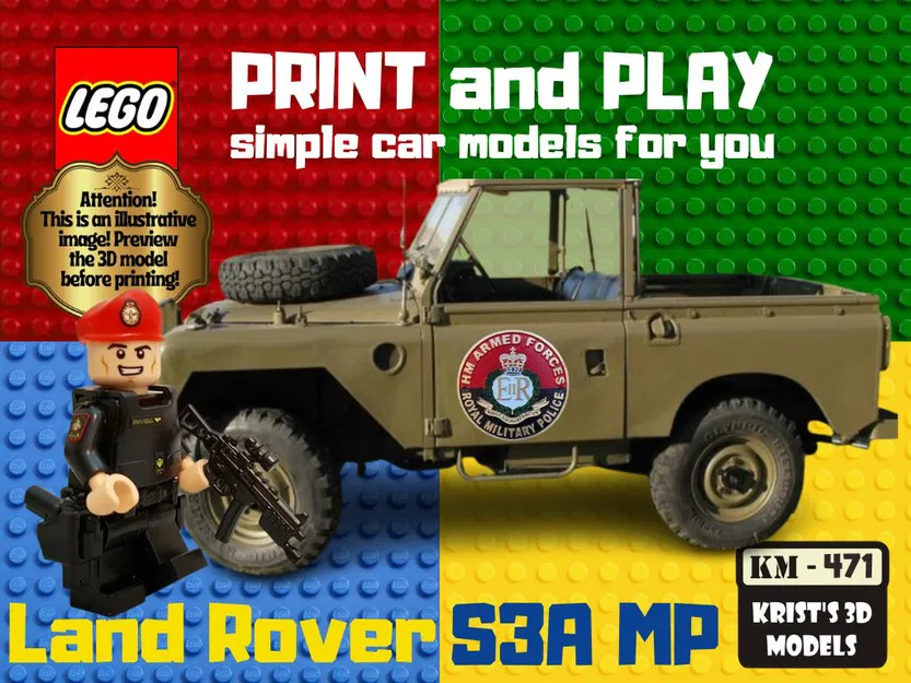 Mô Hình LEGO Land Rover S3A Quân Cảnh - In 3D Độc Đáo - Image 1
