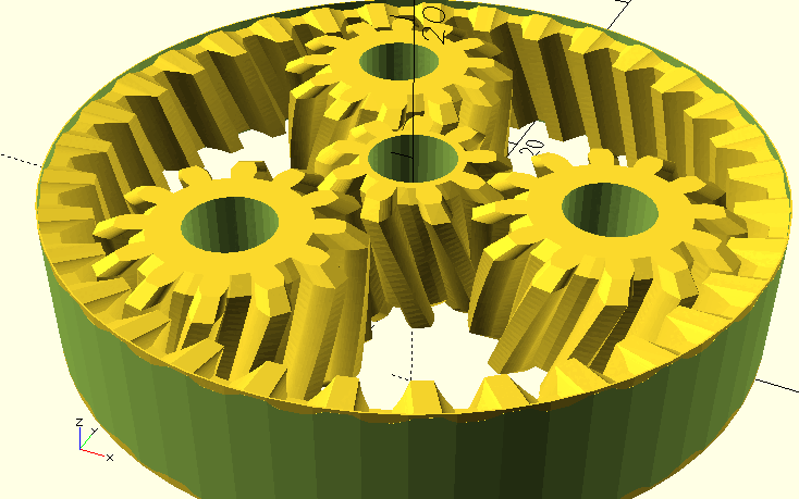 OpenSCAD: Bánh răng & bộ truyền hành tinh (v25)