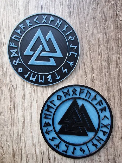 Mô Hình 3D Biểu Tượng Valknut Và Chữ Rune Viking - Image 1