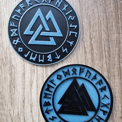 Mô Hình 3D Biểu Tượng Valknut Và Chữ Rune Viking