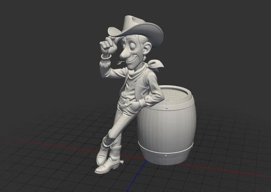 Mô Hình Cao Bồi "Red Cowboy" Bên Thùng Rượu STL - Image 3