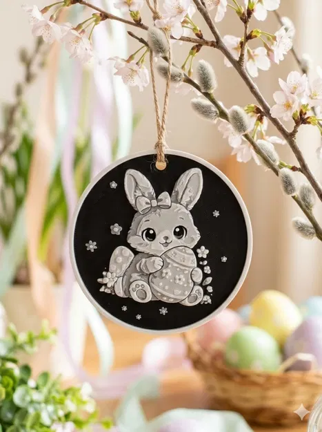 Mô Hình Thỏ Con Phục Sinh Treo Trang Trí 3D - Image 1