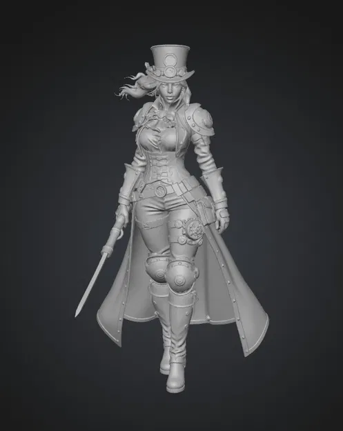 Mô Hình 3D Nữ Cướp Biển Máy Clockwork Corsair Phong Cách Steampunk - Image 1